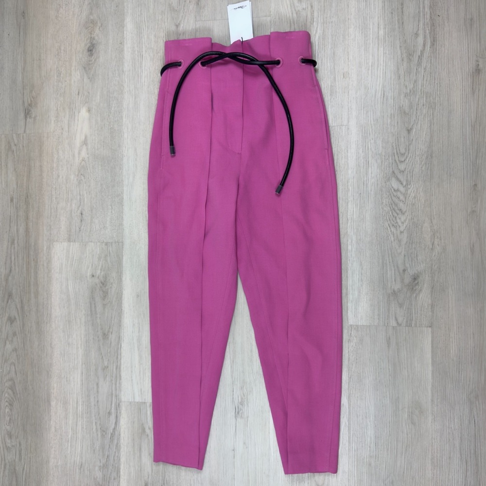3.1 Phillip Lim Pleated High Rise Pants Trousers Womens 0 Pink Belted